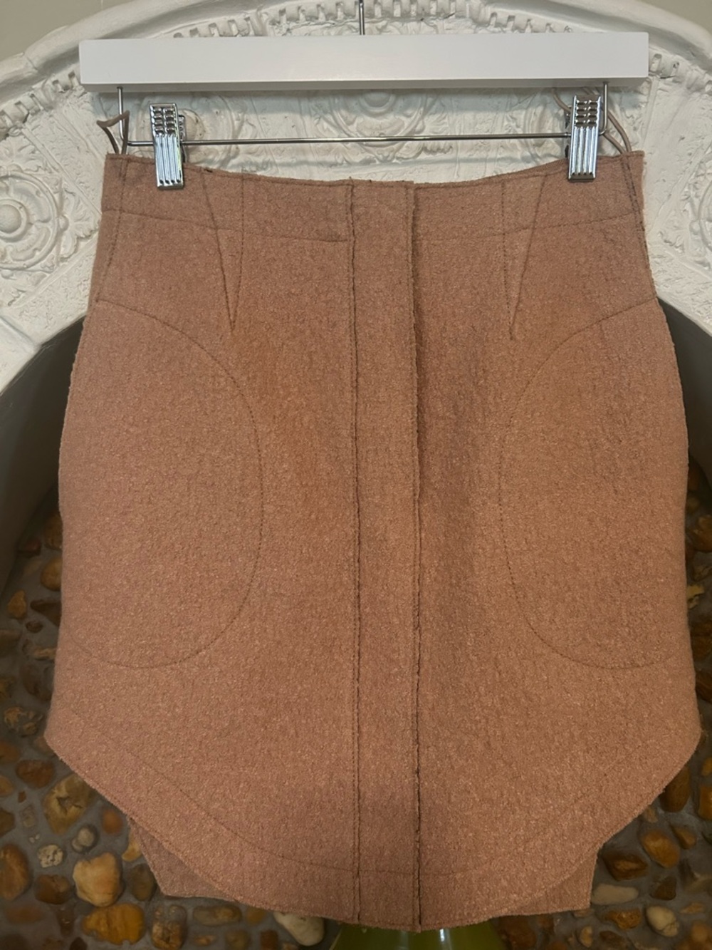 Carven Wool-Blend Camel Mini Skirt